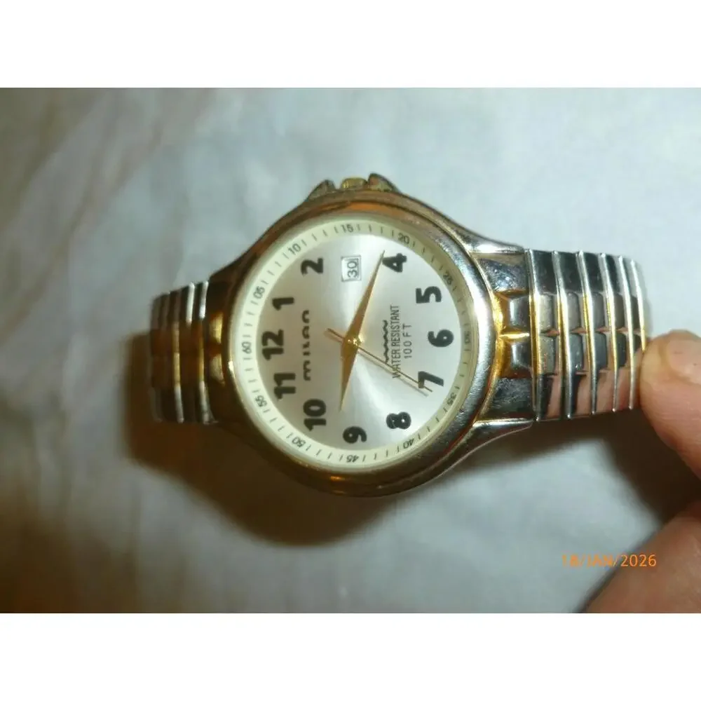 MILAN Watch Two Toned Gold & Silver Men's Water Resistant‎ 100FT